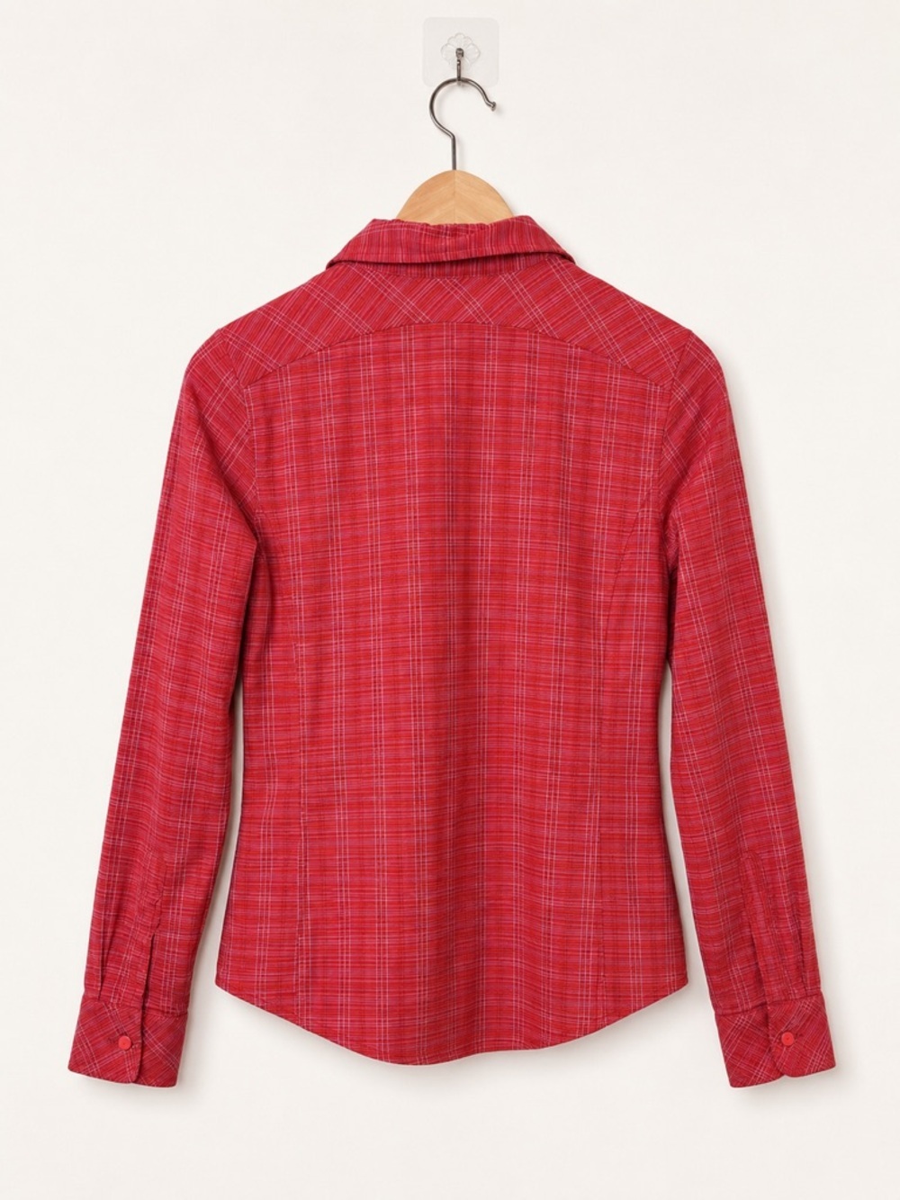 Patagonia Women’s Pink/Red Plaid Hiking Snap Front Shirt Size 4 - Picture 2 of 7